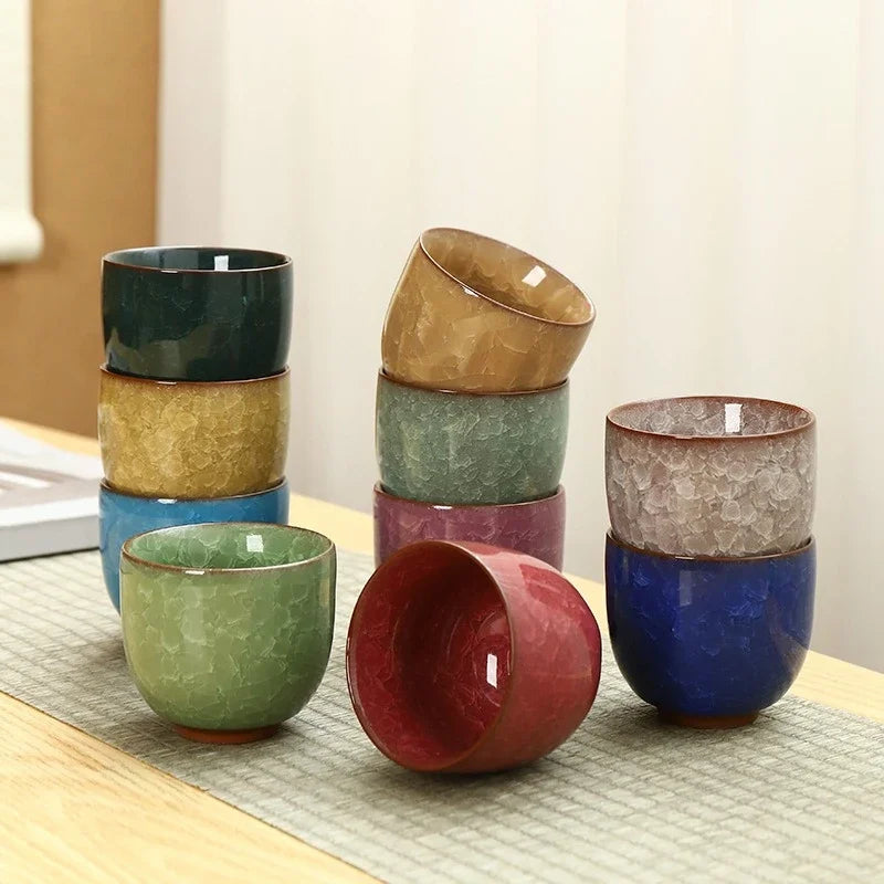 Ice Cracking Style Ceramic Tea Cup,Pottery Espresso Coffee Cups,Porcelain Kung Fu Teacup,Ceramics Sake Mug,Tea Bowl,Wholesale
