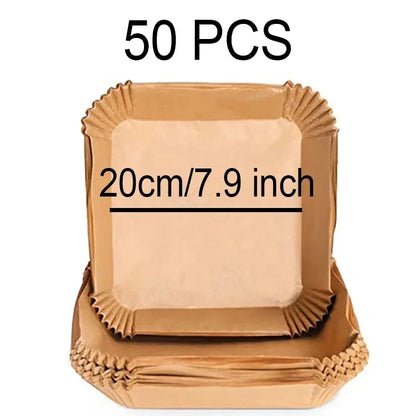 Large 23cm Air Fryer Disposable Paper Liner Non-stick Airfryer Parchment Special Baking Paper for 3-10QT Cooking/Steaming Basket