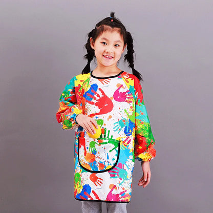 Kids Painting Waterproof Long Sleeved Cover Kindergarten Art Painting Smock Reverse Dressing Gown Baby Eating Bib Children Apron