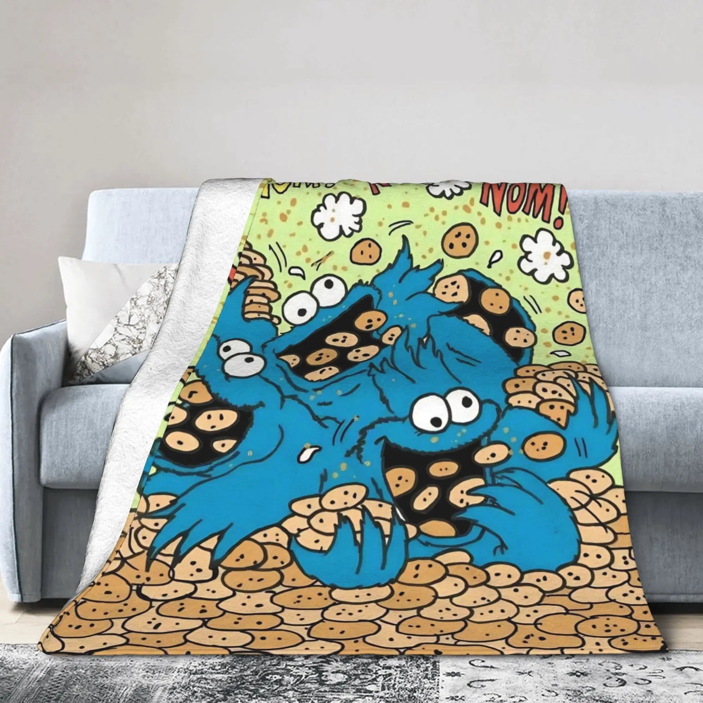 Cookie Monsters Blankets  Soft Warm Street Trend Plush Throw Blanket For Students Outdoor Flannel Bedspread Bed Cover