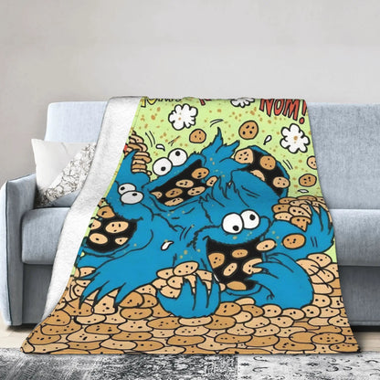 Cookie Monsters Blankets  Soft Warm Street Trend Plush Throw Blanket For Students Outdoor Flannel Bedspread Bed Cover