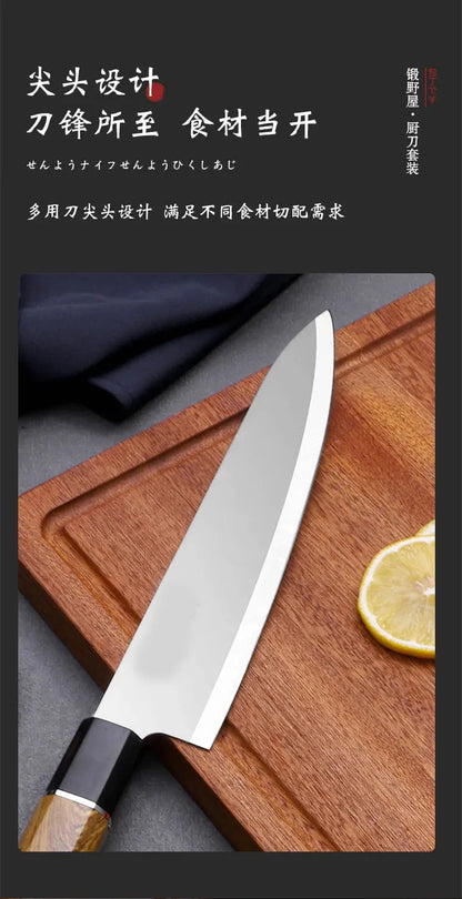 Japanese Chef's Knife Sushi Sashimi Knife Stainless Steel Kitchen Slicing Nakiri Knife 5Cr15 Blade Wood Handle Kitchen Tools
