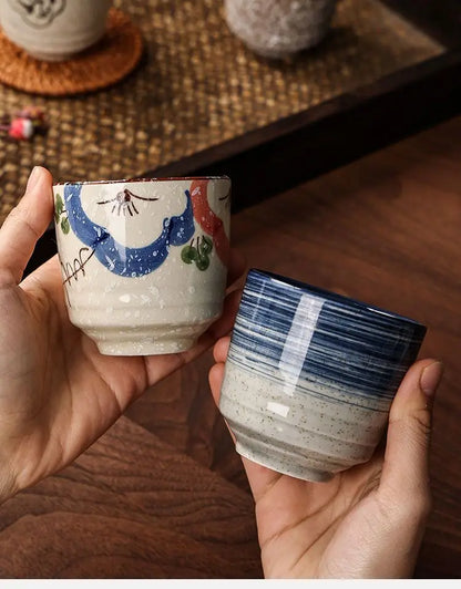Japanese style Hefeng hand-painted ceramic tea cup, wine cup, small size drinking cup, hotel heat-resistant thickened home tea