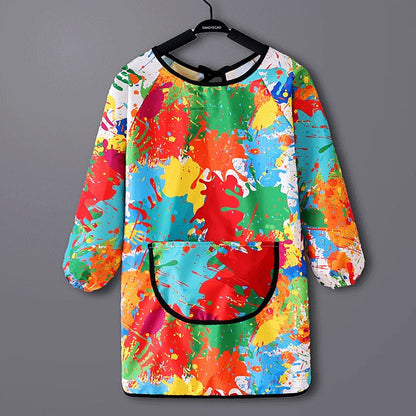 Kids Painting Waterproof Long Sleeved Cover Kindergarten Art Painting Smock Reverse Dressing Gown Baby Eating Bib Children Apron