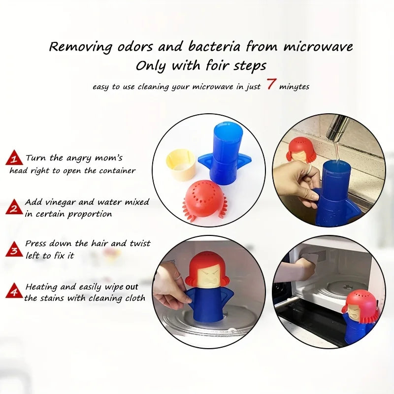 Angry Mama Oven Steam Microwave Cleaner Easily Remover Oil Dirt Fridge Deodorizer For Kitchen Cleaning Tool Useful Household