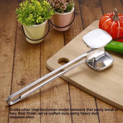Meat Tenderizer Hammer, Stainless Steel Steak Metal Mallet Kitchen Tool Heavy Duty Durable Double-Sided Meat Tenderizer
