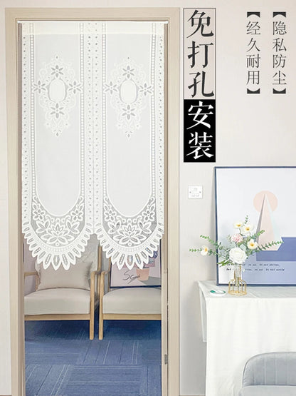 No-Drill Lace Door Curtain Bedroom Living Room Kitchen Partition Semi-Bli Entrance European Sle Fabric Door Curtain