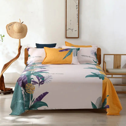 3pcs/Set Home Textile Bed Sheet Set with Pillowcases Cotton Material Lovers Home Room Bedding Flat Sheet Bed Sheet Set