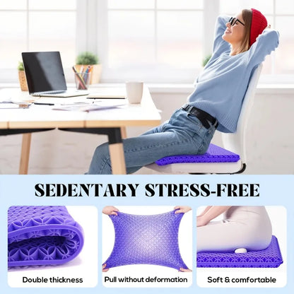 Honeycomb Gel Seat Cushion Breathable Cooling for Office Car Travel Ergonomic Support with Premium Gel Material & Non-Slip Base