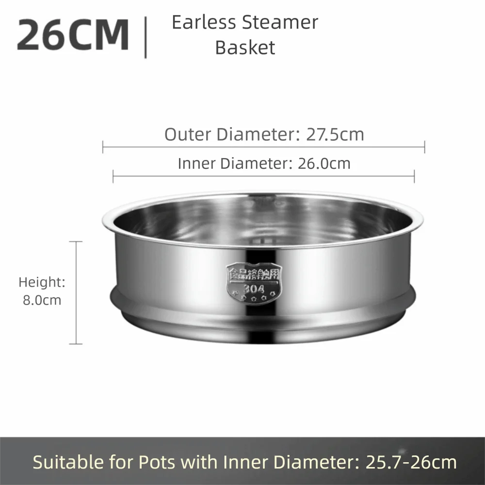 304 Stainless Steel Steamer Basket 16-32cm Thickened Pot Steaming Grid Safe Material Thicken Strainer Food Steam Rack