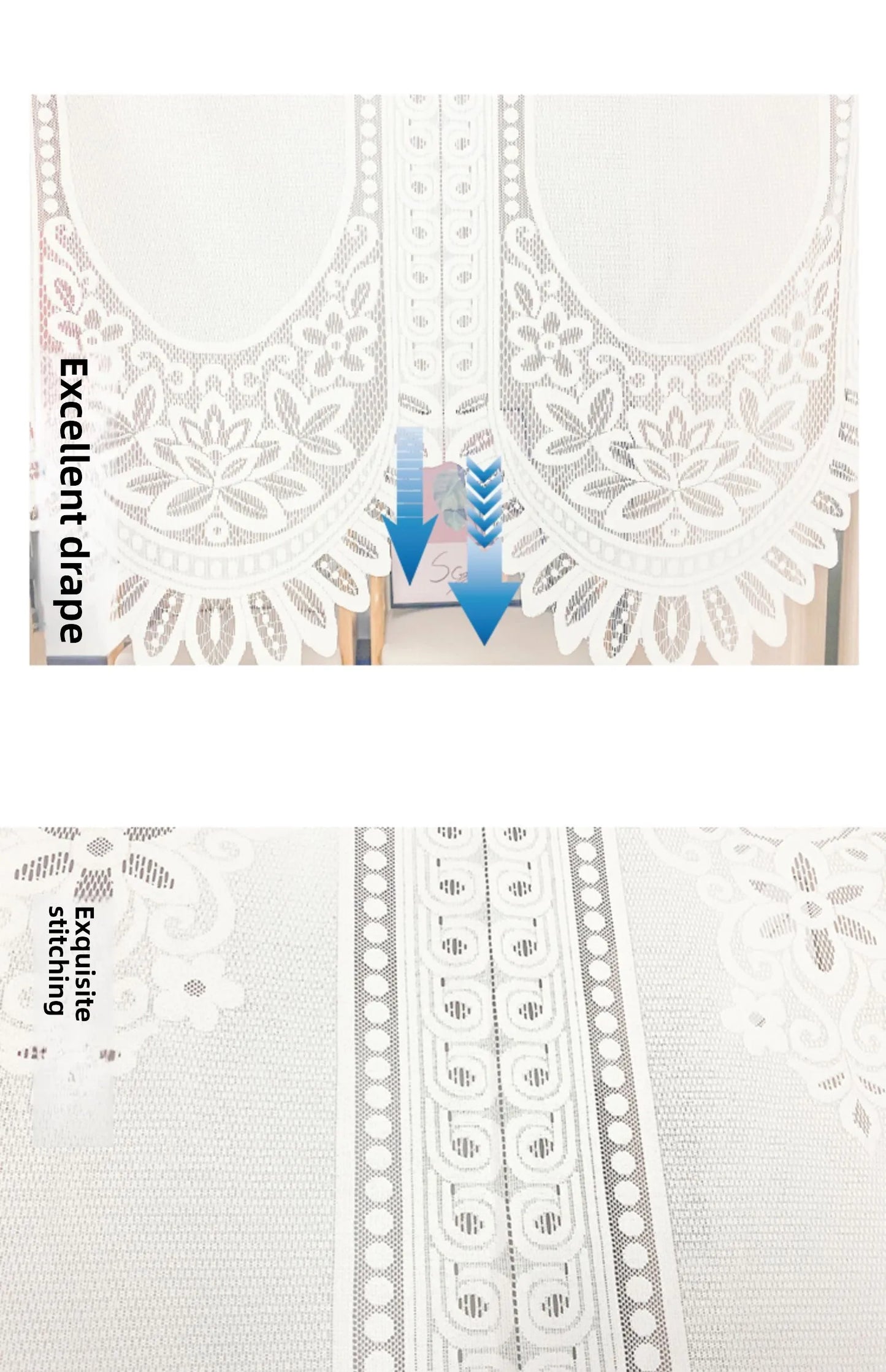 No-Drill Lace Door Curtain Bedroom Living Room Kitchen Partition Semi-Bli Entrance European Sle Fabric Door Curtain