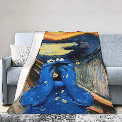 Cookie Monsters Blankets  Soft Warm Street Trend Plush Throw Blanket For Students Outdoor Flannel Bedspread Bed Cover