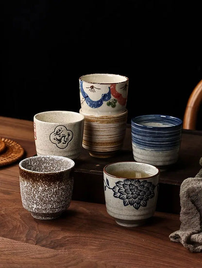 Japanese style Hefeng hand-painted ceramic tea cup, wine cup, small size drinking cup, hotel heat-resistant thickened home tea