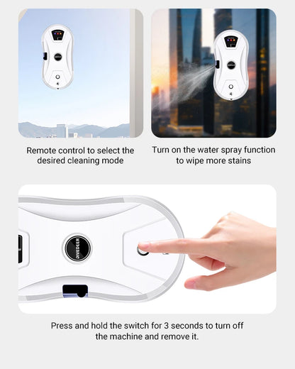 DIVEDEER Window Cleaning Robot  High Suction Intelligent Electric Window Cleaner Water Jet Vacuum Cleaner