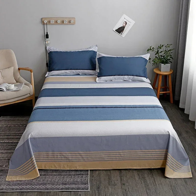 Geometry printed flat bed sheet set couple 2 people super cozy luxury double bed bedsheet single double queen king size