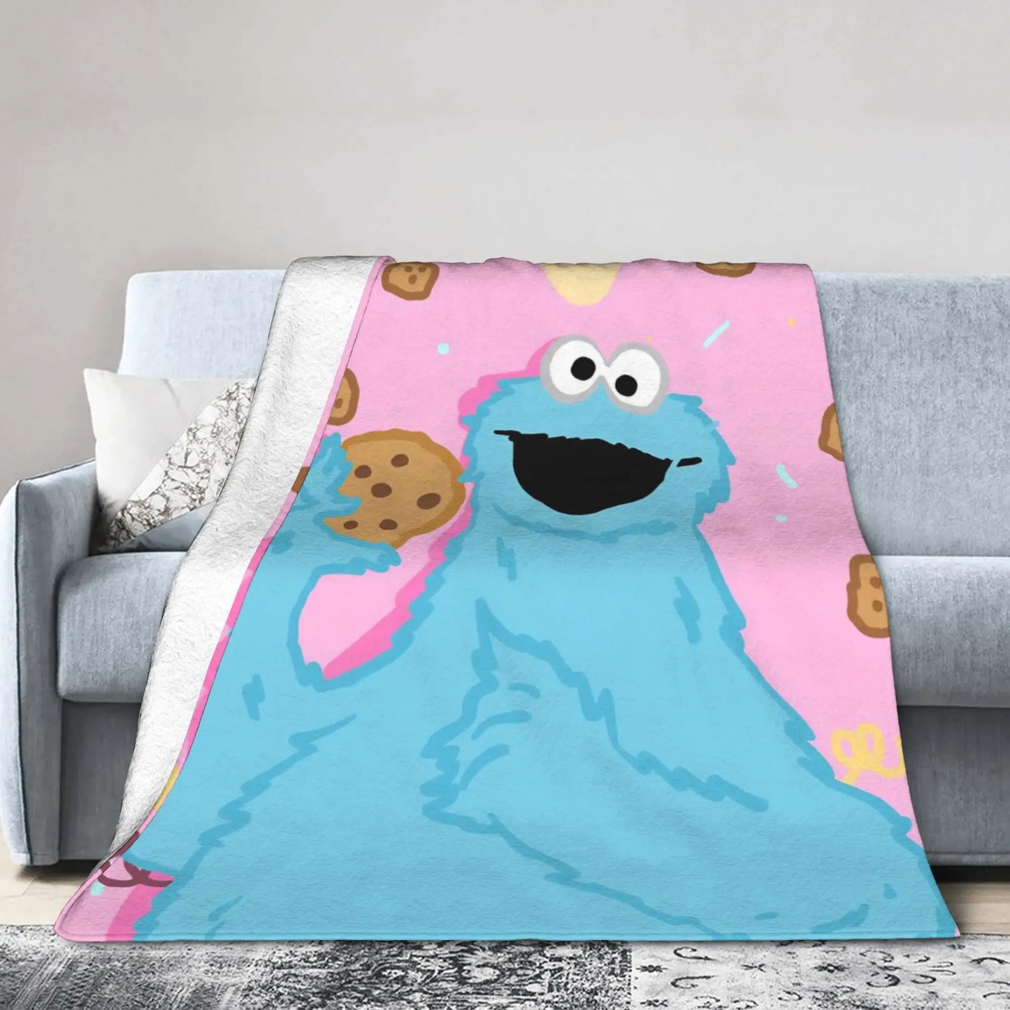 Cookie Monsters Blankets  Soft Warm Street Trend Plush Throw Blanket For Students Outdoor Flannel Bedspread Bed Cover