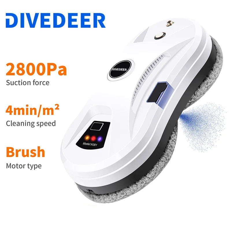 DIVEDEER Window Cleaning Robot  High Suction Intelligent Electric Window Cleaner Water Jet Vacuum Cleaner