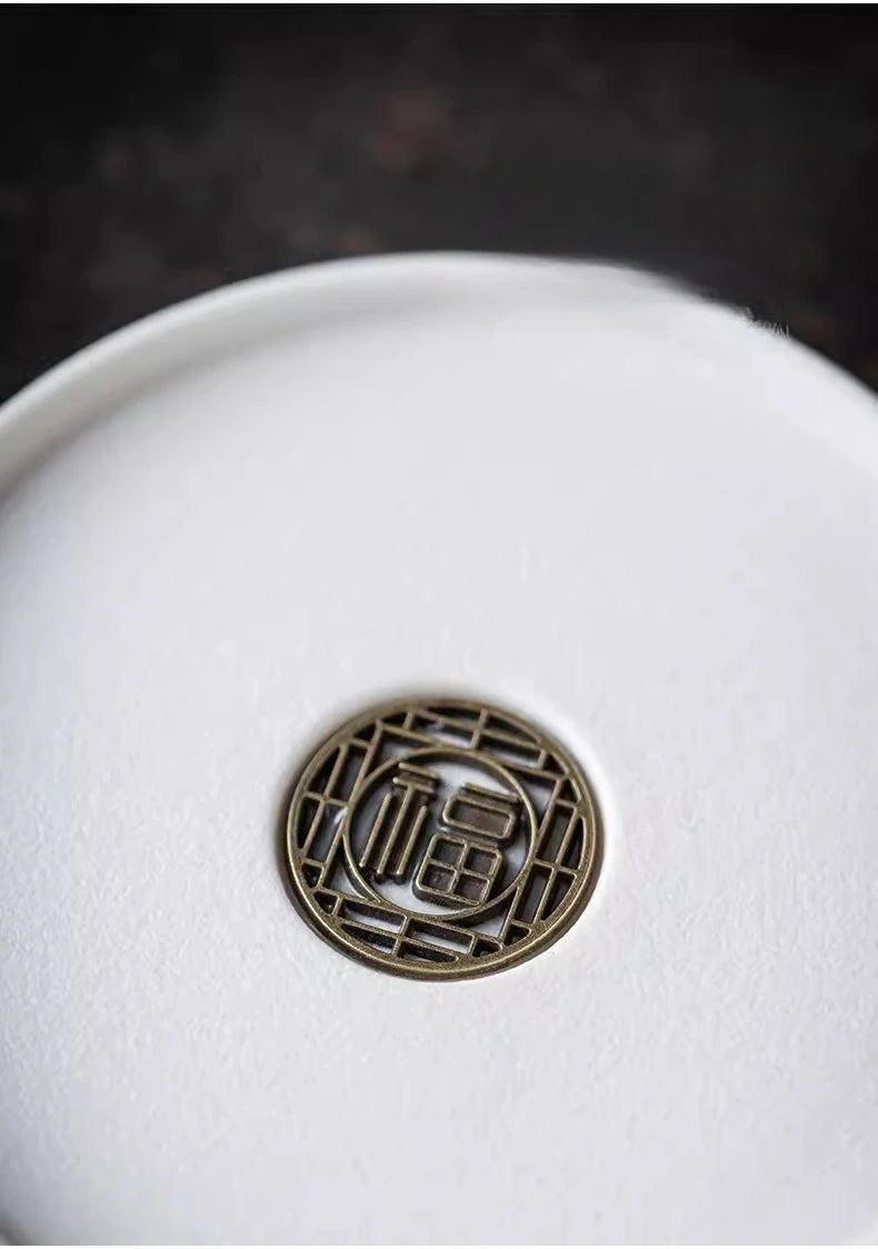Sandalwood Handle Tea Strainer Black and White Tea Filter Ceramic Filter Tea Ceremony Accessories Teaset Supplies