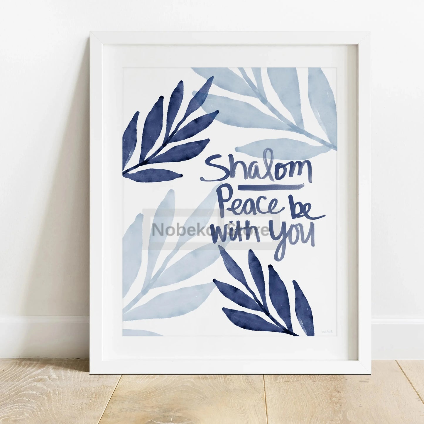 Hebrew Peace Love Jewish Wall Art Leaf Modern Jewish Printable Poster Prints Canvas Painting Wall Art Pictures Home Room Decor