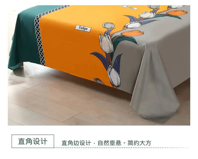 3pcs/Set Home Textile Bed Sheet Set with Pillowcases Cotton Material Lovers Home Room Bedding Flat Sheet Bed Sheet Set