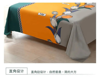 3pcs/Set Home Textile Bed Sheet Set with Pillowcases Cotton Material Lovers Home Room Bedding Flat Sheet Bed Sheet Set
