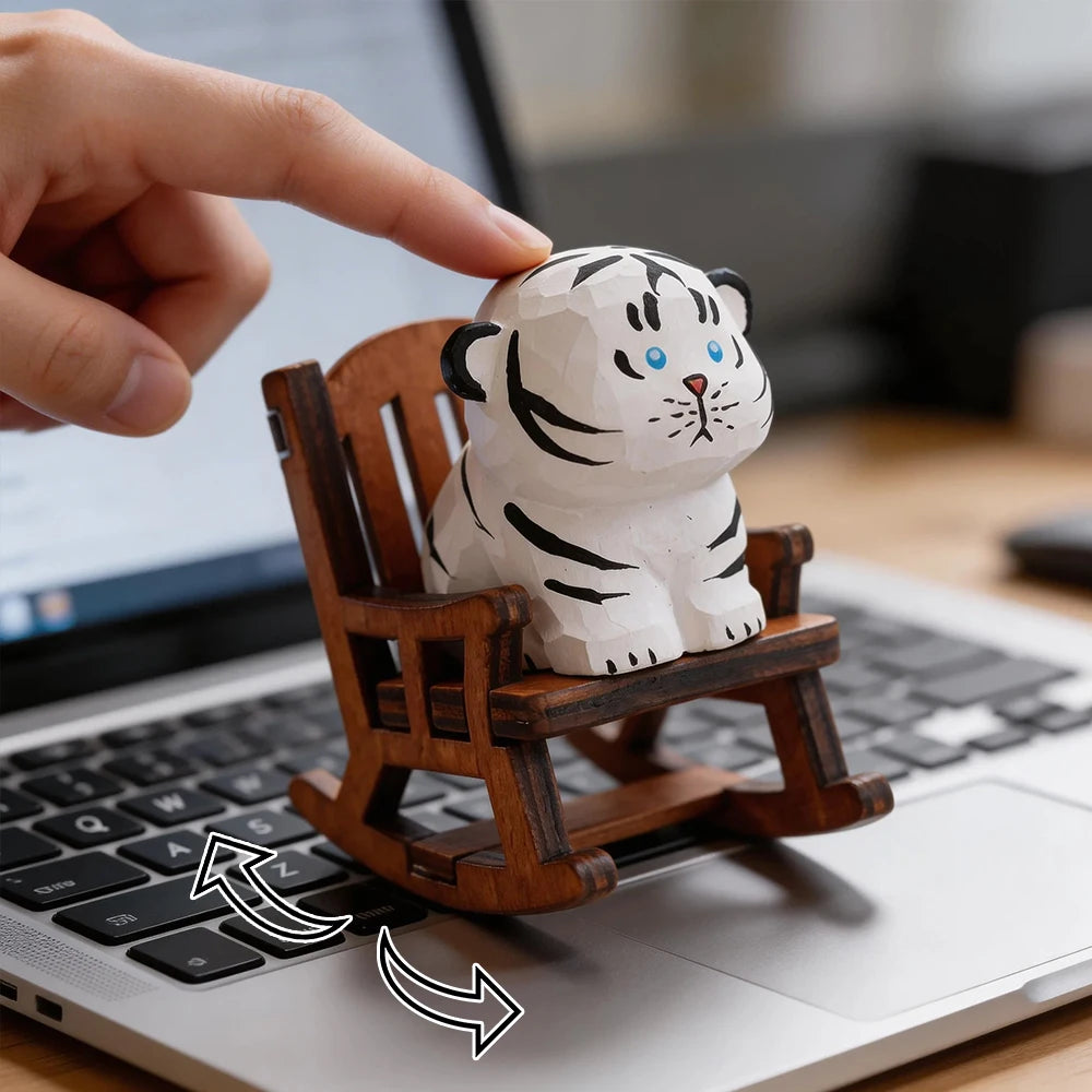 Cute Handmade Decorative Wooden Tiger Figurine Mini Animal Ornament Statue Carving Home Room Desktop accessories Decor Gift