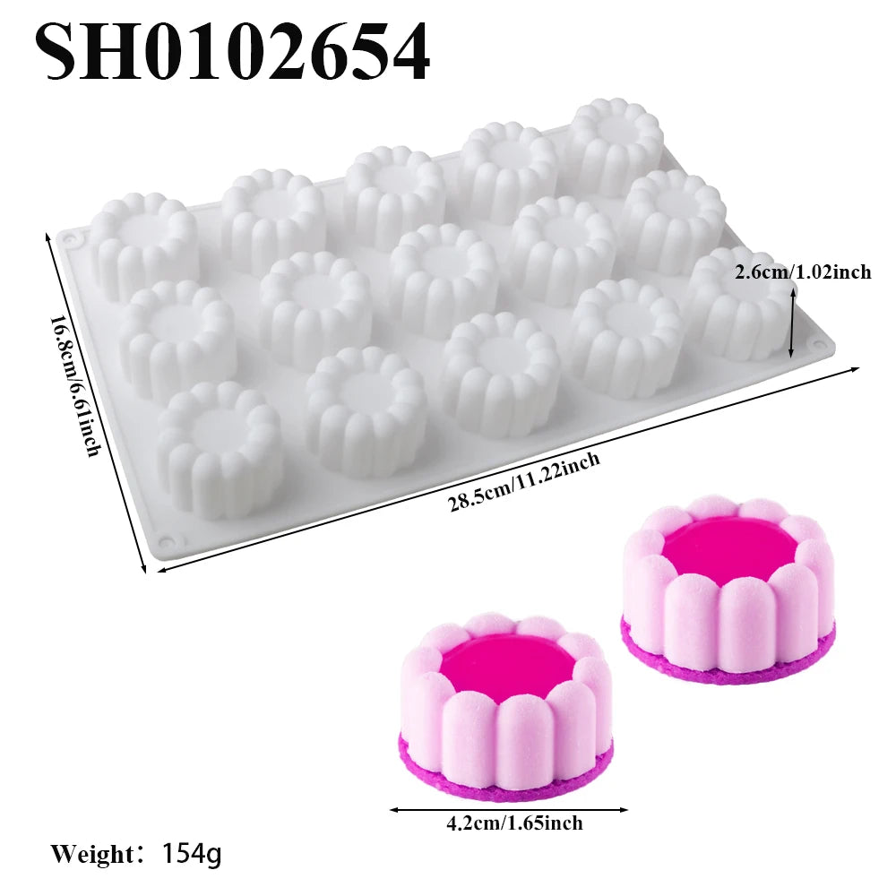 Chrysanthemum Cocoa Bean Pudding Cup Cherry Blossom Design Silicone Cake Mold Chocolate Mould Kitchen Dessert Decorating Tools