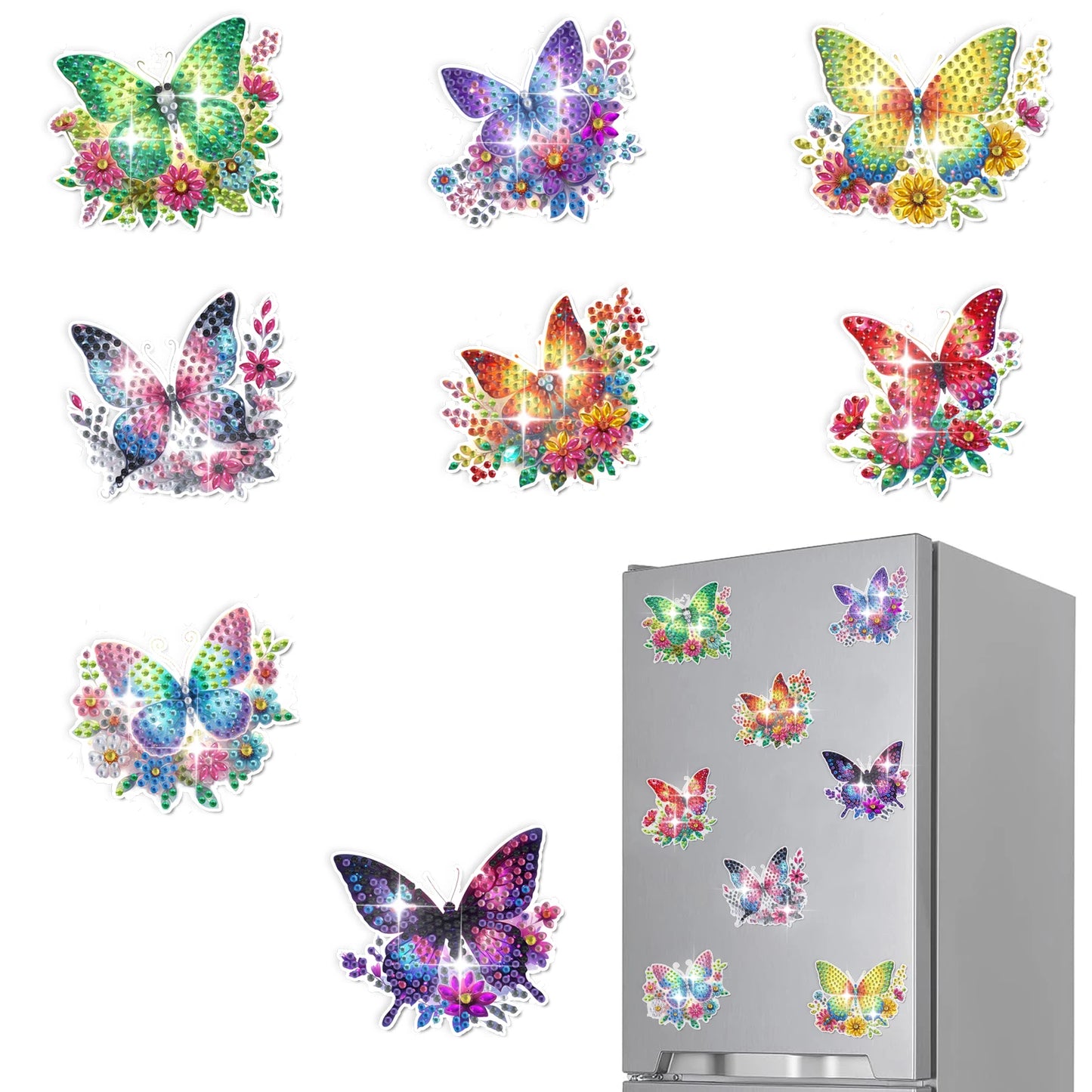 8pcs/Set Diamond Painting Magnets for Refrigerator Diamond Art Fridge Magnets for Adults Diamond Art Refrigerator Magnets Kits