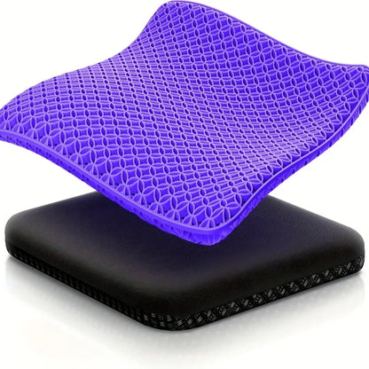 Honeycomb Gel Seat Cushion Breathable Cooling for Office Car Travel Ergonomic Support with Premium Gel Material & Non-Slip Base
