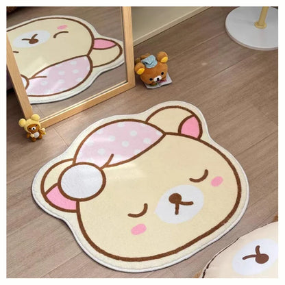 Cute Bear Home Decoration Floor Mat Irregular Cartoon Girl Bedroom Carpet Nightcap Bear Children Rug Plush Soft Foot Mats Tapete