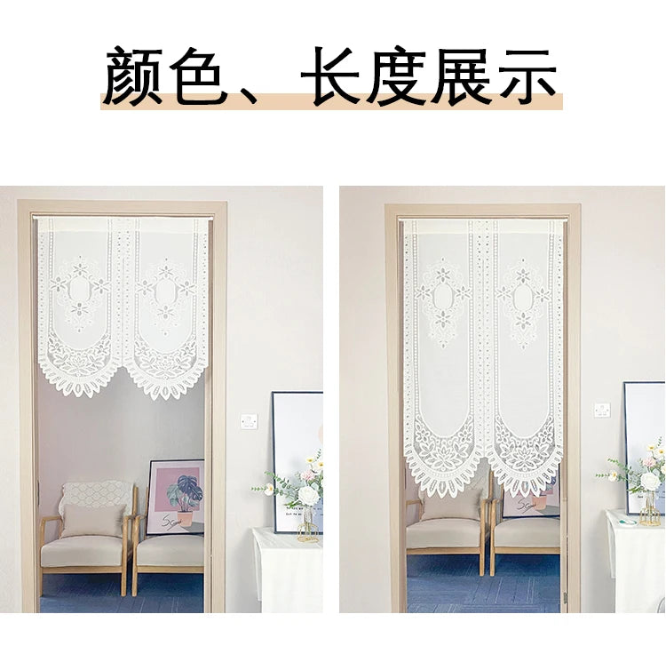 No-Drill Lace Door Curtain Bedroom Living Room Kitchen Partition Semi-Bli Entrance European Sle Fabric Door Curtain