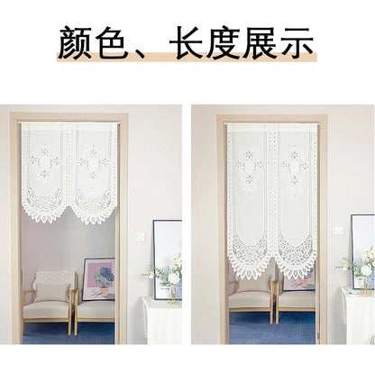 No-Drill Lace Door Curtain Bedroom Living Room Kitchen Partition Semi-Bli Entrance European Sle Fabric Door Curtain