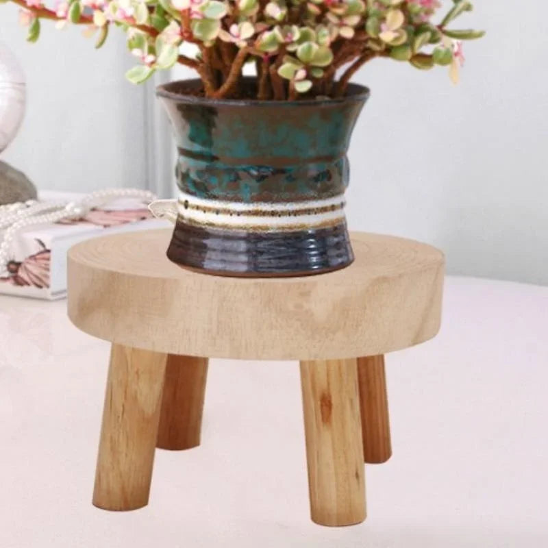 Wooden Plant Stand Flower Pot Base Holder Stool Indoor Outdoor Garden Succulent Pots Tray Flower Display Plant Stand SmallStool