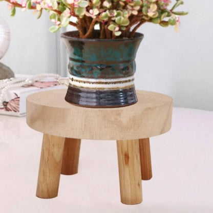 Wooden Plant Stand Flower Pot Base Holder Stool Indoor Outdoor Garden Succulent Pots Tray Flower Display Plant Stand SmallStool