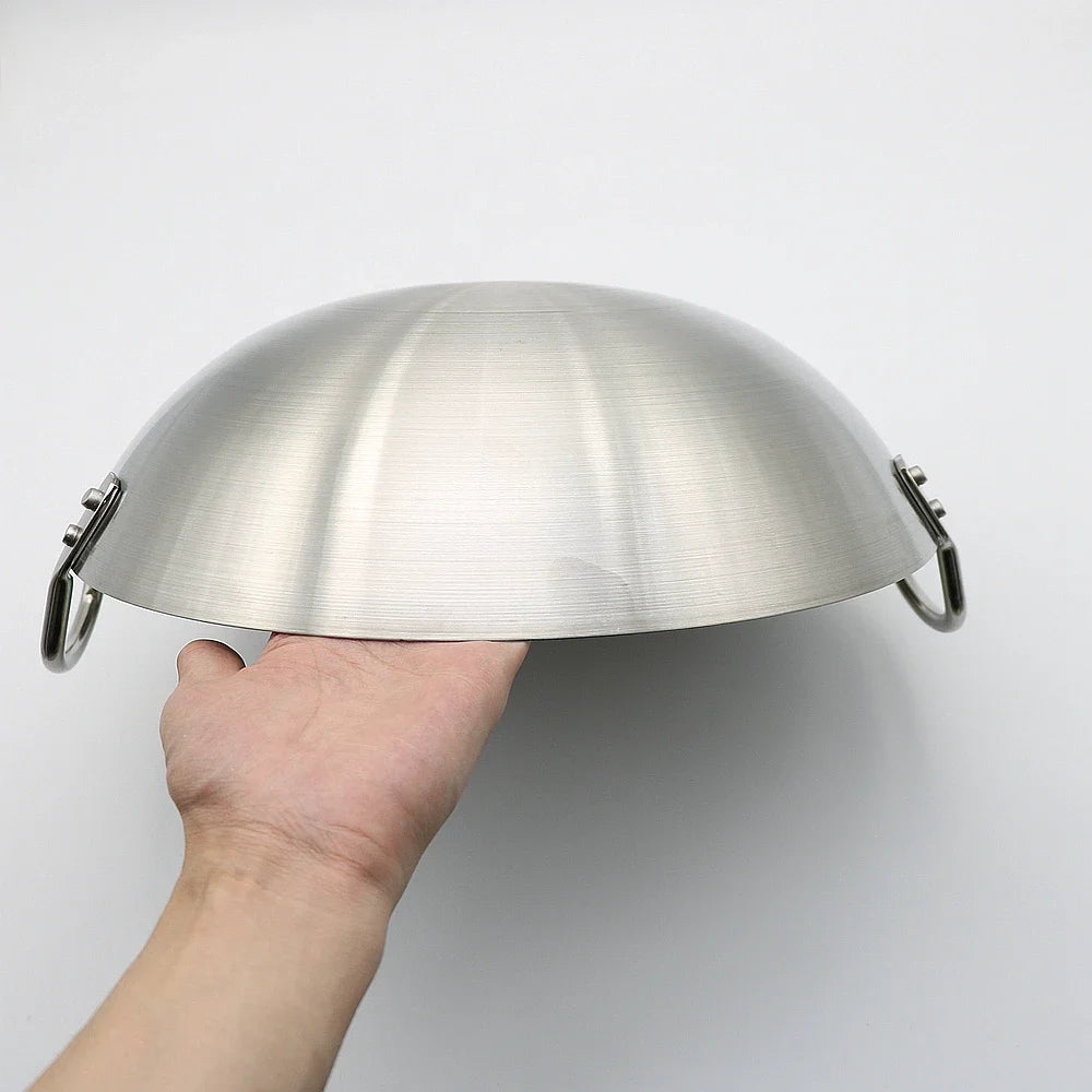 Stainless Steel Double Ear Chef Fry Wok Gas Cooker Traditional Handmade Pot Non Coating Woks