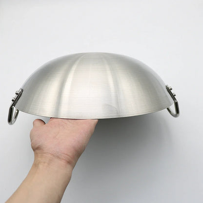 Stainless Steel Double Ear Chef Fry Wok Gas Cooker Traditional Handmade Pot Non Coating Woks