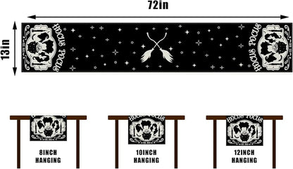 Halloween Hocus Pocus Black Linen Table Runner Sanderson Sisters Amuck Decor Kitchen Dining Table Deocor Halloween Decorations