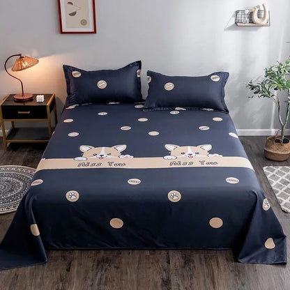 Geometry printed flat bed sheet set couple 2 people super cozy luxury double bed bedsheet single double queen king size