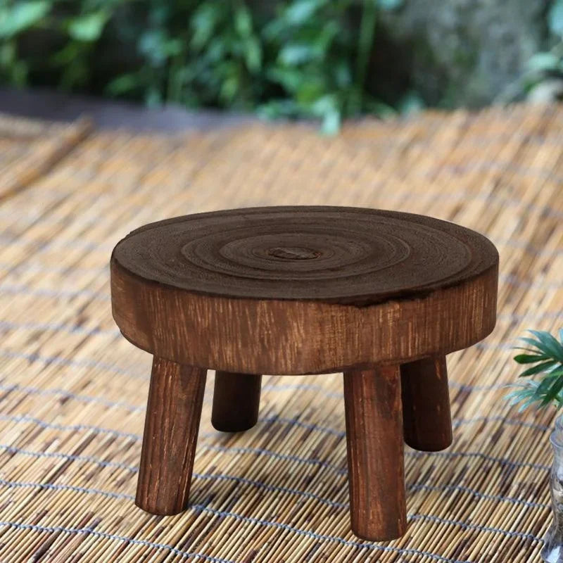 Wooden Plant Stand Flower Pot Base Holder Stool Indoor Outdoor Garden Succulent Pots Tray Flower Display Plant Stand SmallStool