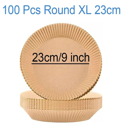 Large 23cm Air Fryer Disposable Paper Liner Non-stick Airfryer Parchment Special Baking Paper for 3-10QT Cooking/Steaming Basket