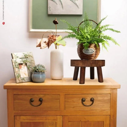 Wooden Plant Stand Flower Pot Base Holder Stool Indoor Outdoor Garden Succulent Pots Tray Flower Display Plant Stand SmallStool
