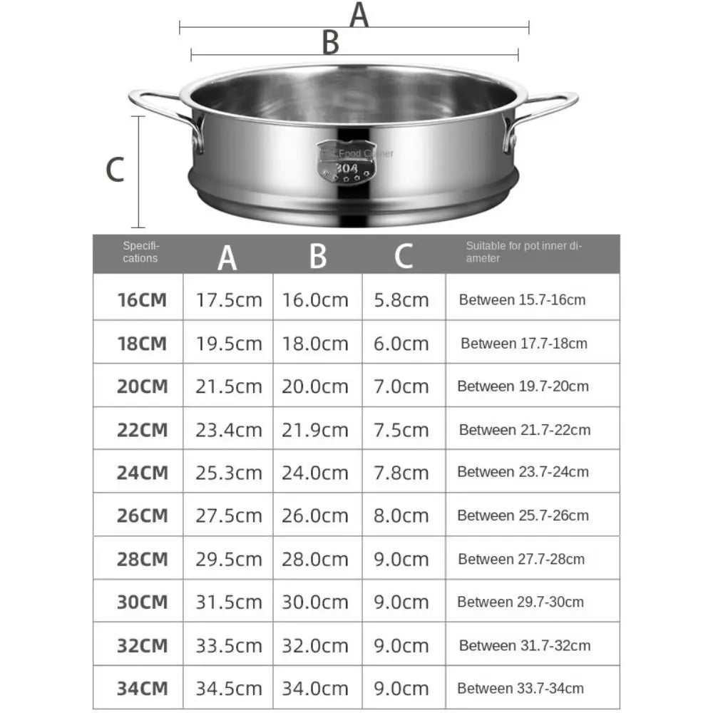 304 Stainless Steel Steamer Basket 16-32cm Thickened Pot Steaming Grid Safe Material Thicken Strainer Food Steam Rack