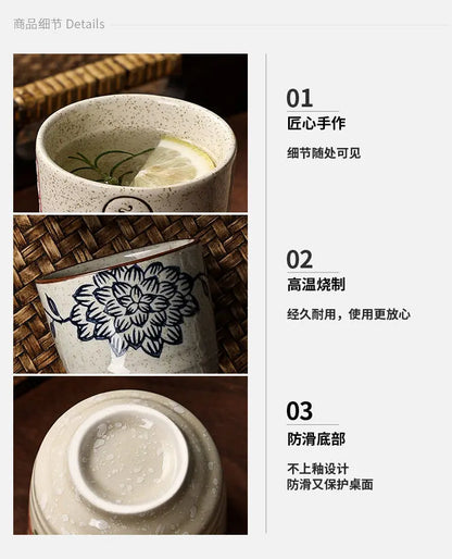 Japanese style Hefeng hand-painted ceramic tea cup, wine cup, small size drinking cup, hotel heat-resistant thickened home tea