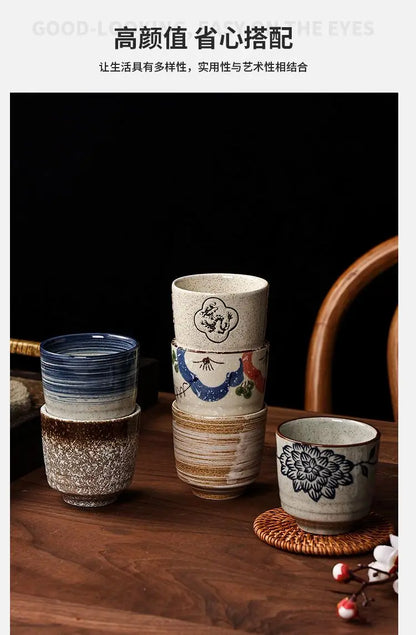 Japanese style Hefeng hand-painted ceramic tea cup, wine cup, small size drinking cup, hotel heat-resistant thickened home tea