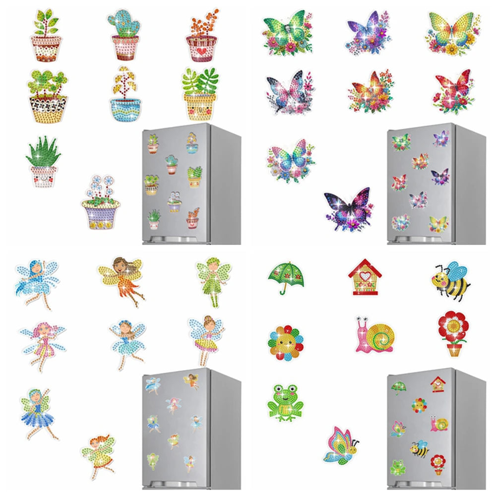 8pcs/Set Diamond Painting Magnets for Refrigerator Diamond Art Fridge Magnets for Adults Diamond Art Refrigerator Magnets Kits