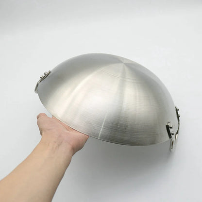 Stainless Steel Double Ear Chef Fry Wok Gas Cooker Traditional Handmade Pot Non Coating Woks