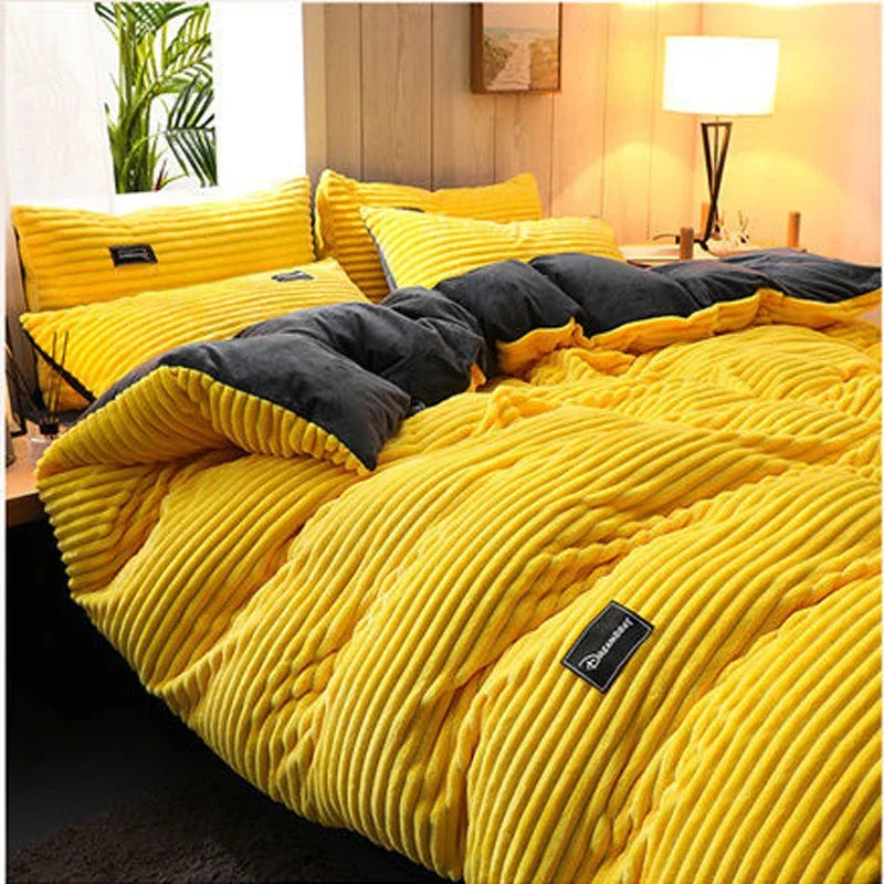Soft Warm Plush Duvet Cover Winter 220x240 Velvet Fleece Couple Quilt Cover Double Bed Luxury Bedding Set Queen King Size