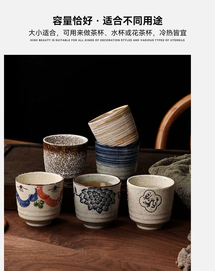 Japanese style Hefeng hand-painted ceramic tea cup, wine cup, small size drinking cup, hotel heat-resistant thickened home tea