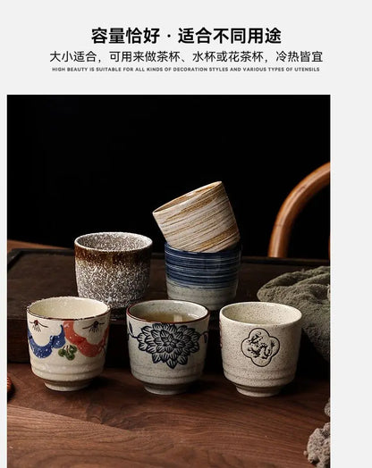 Japanese style Hefeng hand-painted ceramic tea cup, wine cup, small size drinking cup, hotel heat-resistant thickened home tea
