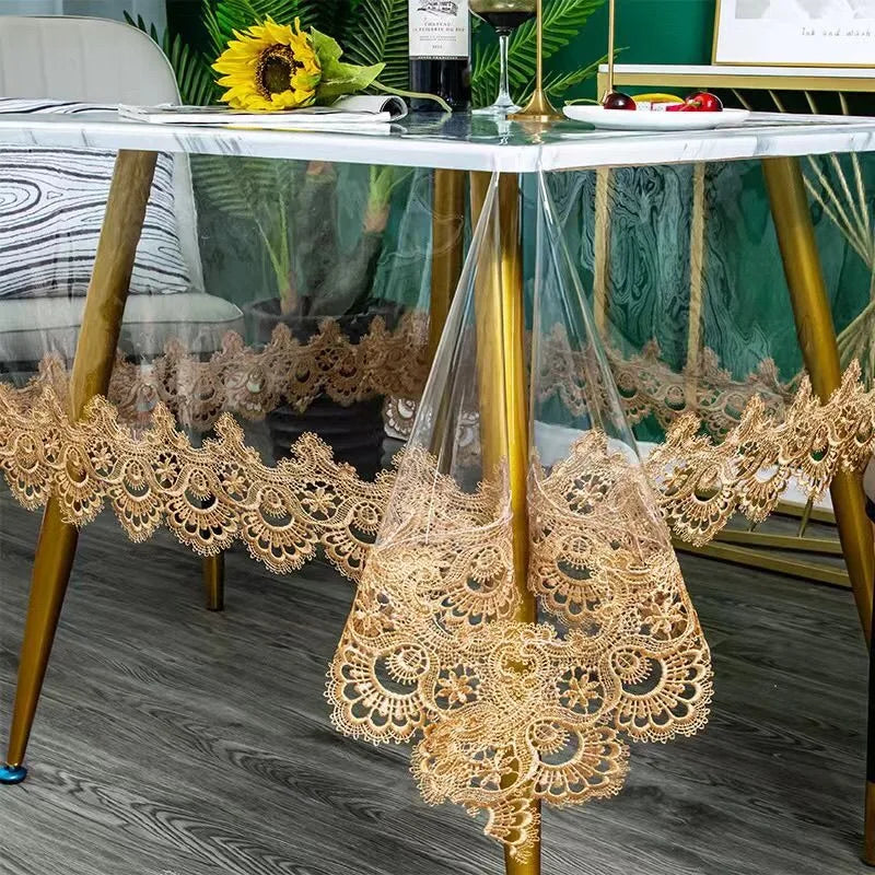 New Transparent PVC Dining Table Cloth Waterproof Washable Plastic Tablecloth Rectangular Round Soft Glass Tea Table Cover Mat